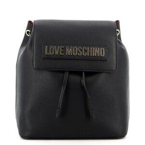 LOVE Moschino – Logo Plaque Black Leather Backpack